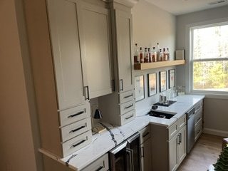 Kitchen remodel with custom cabinets and quartz counters, Raleigh NC