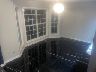 Polished marble tile flooring installation in the Triangle NC