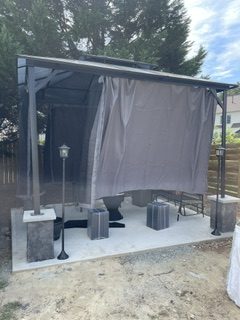 Custom pergola and outdoor living space on a concrete pad, Raleigh NC